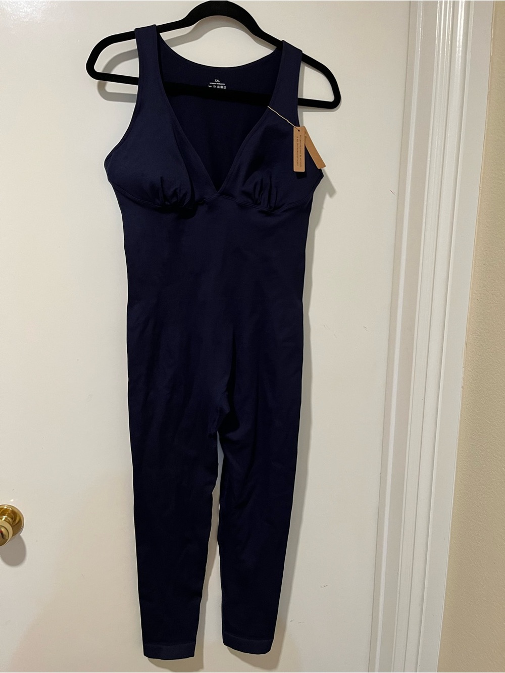 Shapellx Plunge-Neck Seamless Shapewear Jumpsuit - Navy - Picture 2 of 5